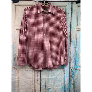 Banana Republic Mens XL Red White Checkered Plaid Button Down Long Sleeve Shirt